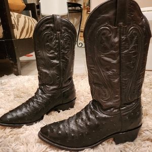 Mens Vintage Durango  Black Ostrich Boots size 10D - R toe